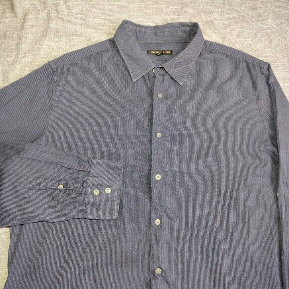 John Varvatos LS Shirt Size XXL Blue Striped Cotton Long Sleeve Button Down Mens - Picture 3 of 10